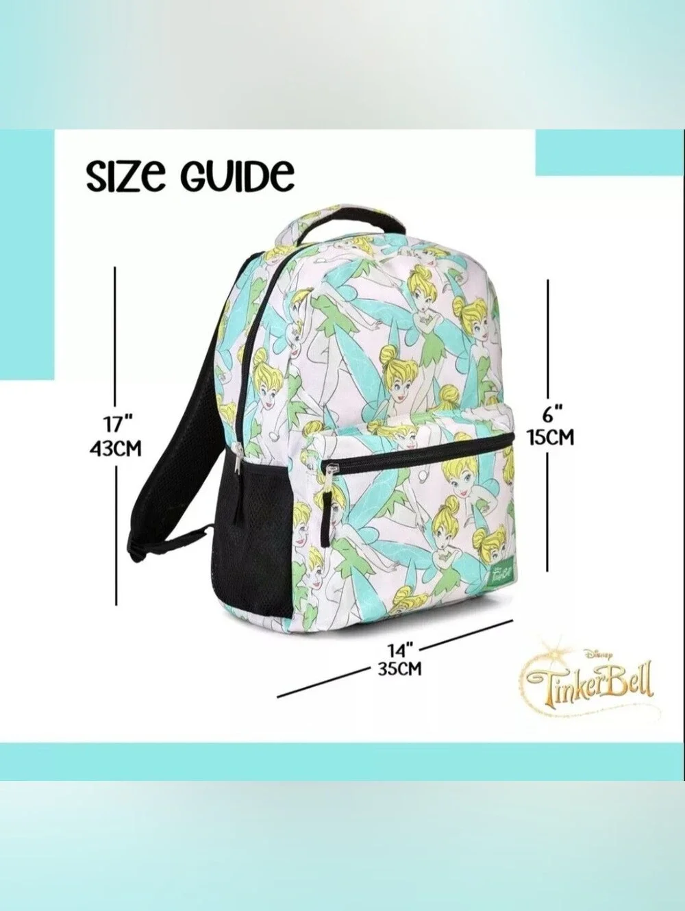 Disney's Tinker Bell All Over Print Backpack - For Adult Or Kid